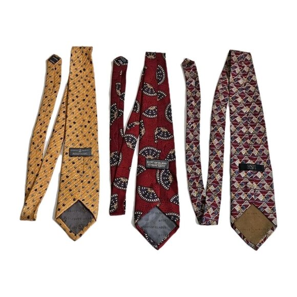 Robert Talbott Silk Tie Lot of 3 Multicolor Geo Hand Fan Designer USA Italy Boho - Picture 15 of 16